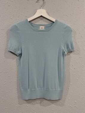 A New Day Light Blue Crewneck Sweater Knit Short Sleeve Tee Size XS